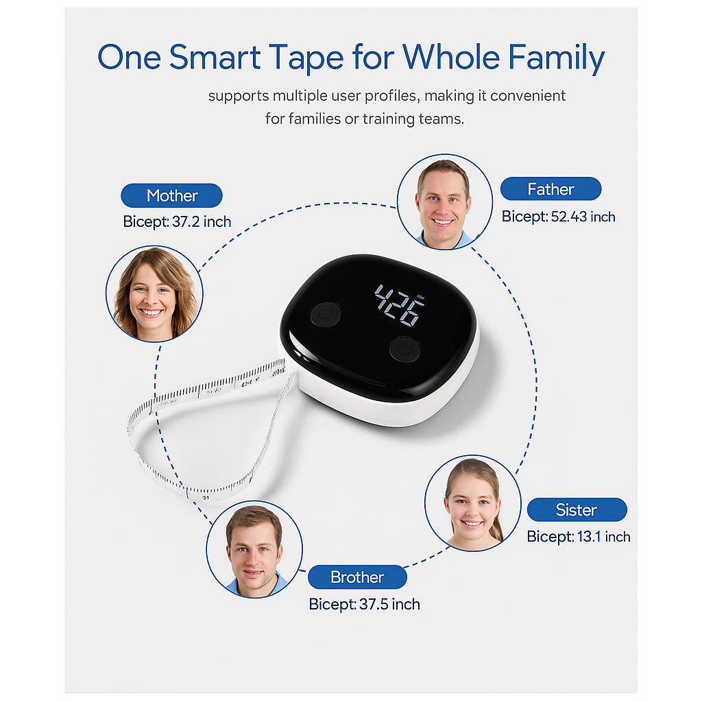 Smart Body Tape Measure – Bluetooth Digital Tape with LED Display for Weight Loss & Fitness Tracking