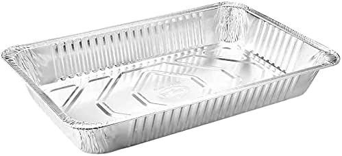 Aluminum Pans Full Size, Large Disposable Roasting & Baking Pan, 21"x13" Deep Foil Pans (100 Pack) Extra Heavy Duty Chafing Trays for Hotels, Restaurants, Caterers, Steam Table, Buffets & Bakeware