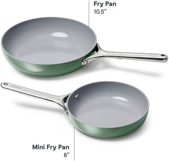 Caraway Nonstick Ceramic Frying Pan (2.7 qt, 10.5") - Non Toxic, PTFE & PFOA Free - Oven Safe & Compatible with All Stovetops (Gas, Electric & Induction) - Sage