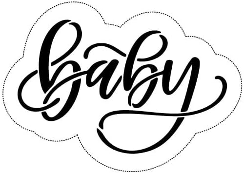 Baby Cookie Cutter and Stencil Set Bundle Kit PYO Cookies Paint Your Own Diy Bakery Fondant Sugar Happy Birthday Wedding Baby Candle Kids Painting Coloring Pages Comb (Baby-2)