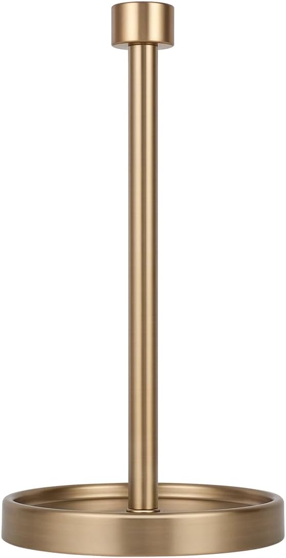Ivilon Countertop Paper Towel Holder - Modern End Cap Minimalist Design - Color Warm Gold