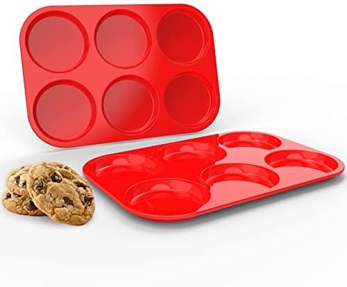 2 Pack Silicone Muffin Top Pans for Baking 4inch Jumbo Size, Prefect Non-stick for Baking Egg Muffin, Cookie, Hamburger Bun,Muffin Top and More, Food Grade and BPA Free