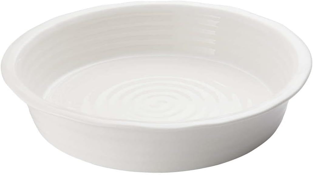 Portmeirion Sophie Conran White Round Pie Dish | 10.5 Inch Pie Pan for Baking Quiche, Pot Pies, and Tarts | Made from Fine Porcelain | Dishwasher and Microwave Safe