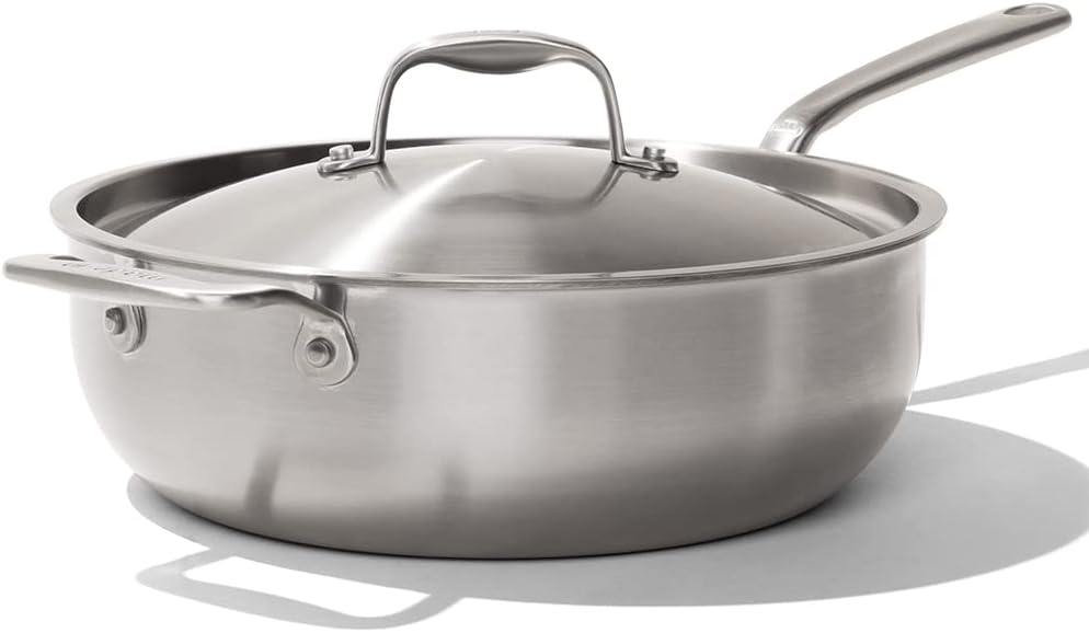 Made In Cookware - 5 Quart Stainless Steel Saucier Pan - 5 Ply Stainless Clad - Professional Cookware - Crafted in Italy - Induction Compatible