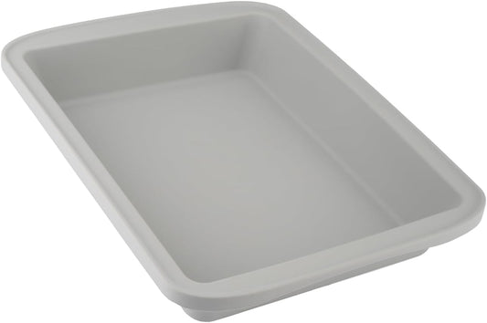 Sunsetbaby Silicone Baking Dish with Handles, Deep Rectangular Bakeware Cake Pan, Compatible with Fancy Panz, for Lasagna, Cake, Brownie or Family Dinner, 12.6 x 9.8 x 2.1 Inch (Grey)