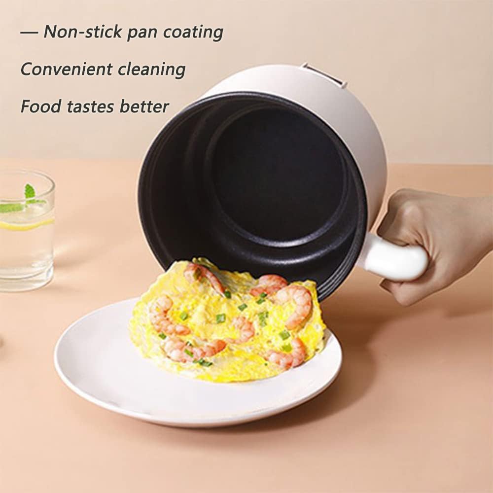 Drizzle Electric Cooker 1.7L - Mini Skillet Non-Stick Coating - Stir Fry Food Maker 110V Portable Cookerware Dorm Cooking - for Personal Ramen Boiling Steak Egg Oatmeal Soup Shabu Shabu Pot Simmer Pot
