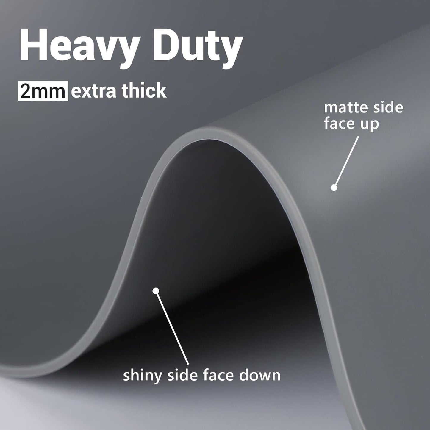 Ewen 25.6"x17.7"x0.08" Large Heat Resistant Silicone Mat for Kitchen Counter, 2mm Thick Countertop Protector Mat, Non-Stick Glass Top Stove Cover Pad for Appliances Coffee Maker Table Workbench Gray