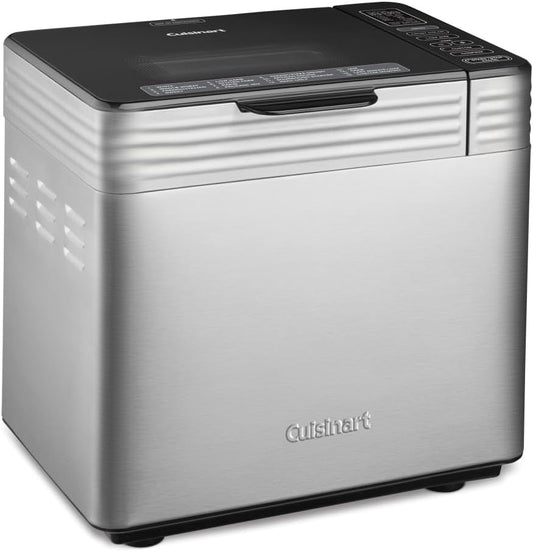 Cuisinart Convection Bread Maker Machine-16 Menu Options, 3 Loaf Sizes up to 2lbs, 3 Crust Colors-Includes Measuring Cup + Spoon & Kneading Hook, CBK-210, 12.25" x 8.85" x 13", Stainless Steel