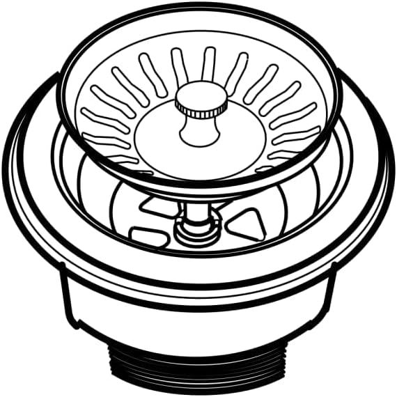 Houzer 190-9180 - 3-1/2 inch Stainless Steel Kitchen Sink Basket Strainer, Durable Food Catcher Stopper for Metal Kitchen Sink, Ideal for Filtering Waste and Preventing Clogs