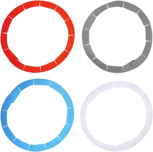 Adjustable Pie Crust Shields, Silicone Baking Protectors, Cover Ring Tools Fits 8-11.4 Inch Pies, Baking Pie Pizza Crust Shield Protector Cover for Edges ﻿ (Red+Blue+Transparent+Grey)
