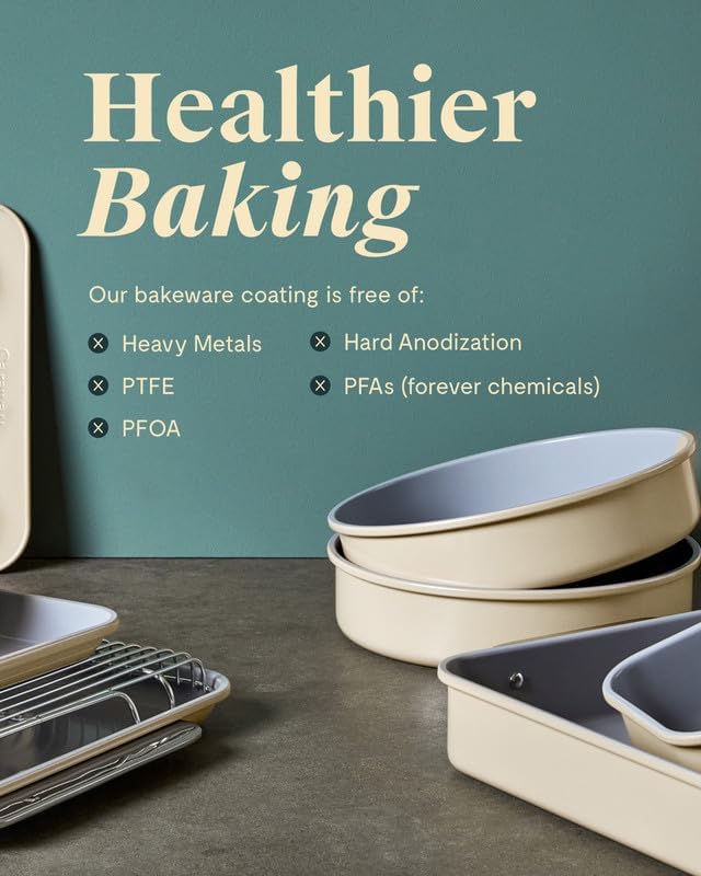 Caraway Non-Stick Ceramic 1 lb Loaf Pan - Naturally Slick Ceramic Coating - Non-Toxic, PTFE & PFOA Free - Perfect for Pound Cakes, Breads, & More - Cream