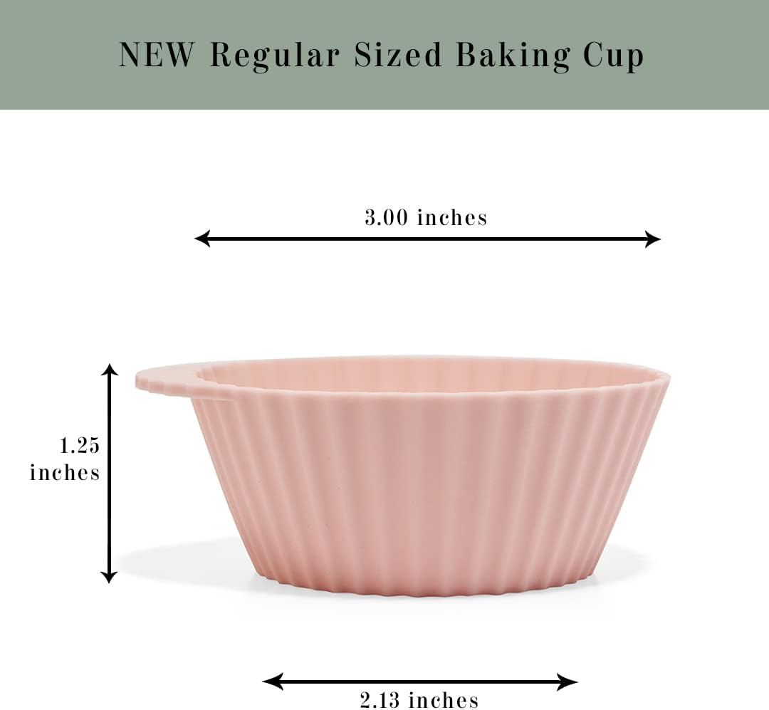 The Silicone Kitchen Reusable Silicone Baking Cups Silicone Muffin Liners for Cupcakes, BPA Free, 12 Pack, Regular, Pink Gray Blue
