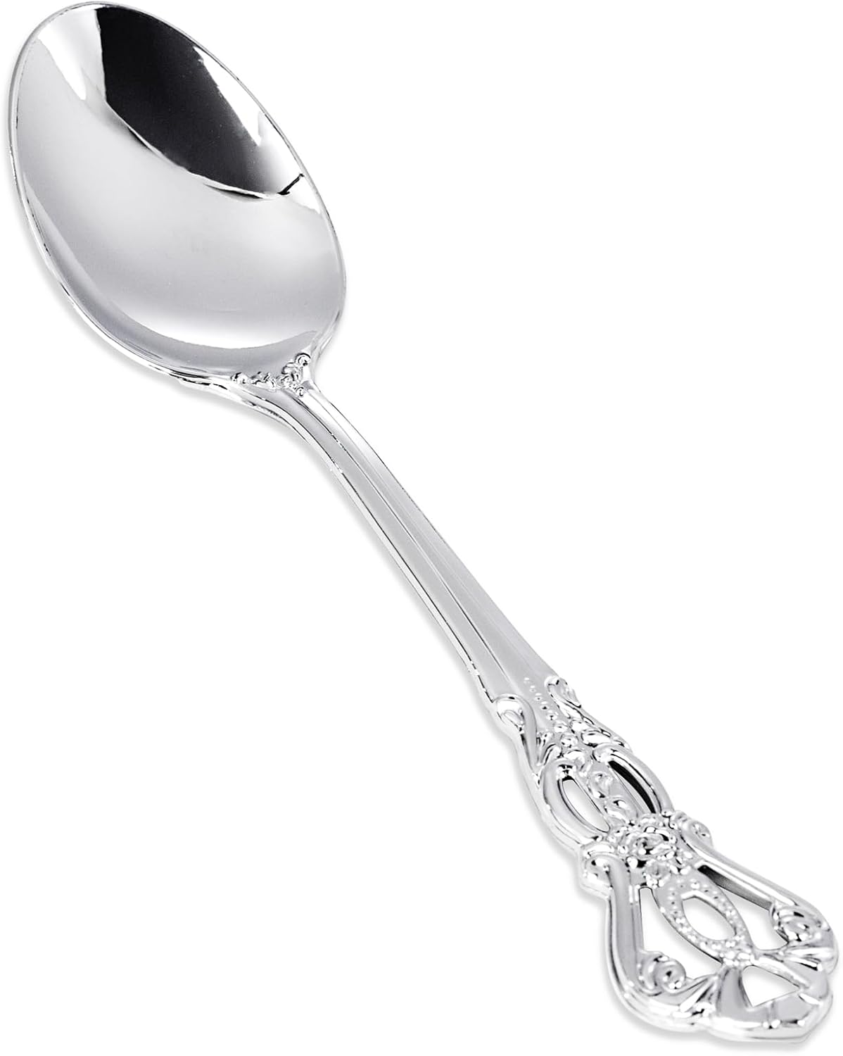 30PCS Silver Plastic Spoons - Silver Spoons Disposable - 8.1 Inch Heavy Duty Plastic Silverware - Heavyweight Elegant Disposable Utensils for Catering, Parties, Dinners, Weddings