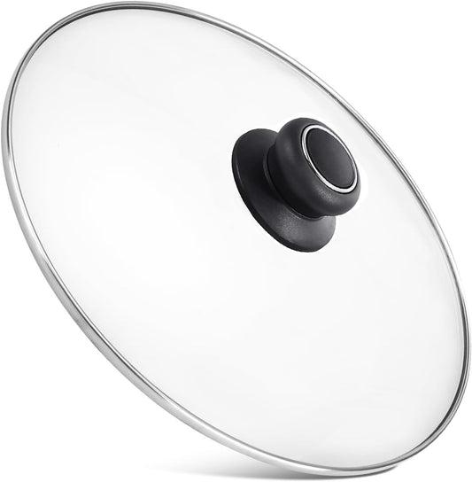 13 Inch Pan Lid Tempered Glass Pot Lid Replacement Pan Cover for Cast Iron Skillets, Frying Pans, Pots and Wok, Clear