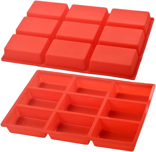 Silicone Mini Loaf Pan, Non-Stick Bread Pan, 9 Cavity Baking Mold for Loaf Cake, Bread, Meatloaf, Pack of 2