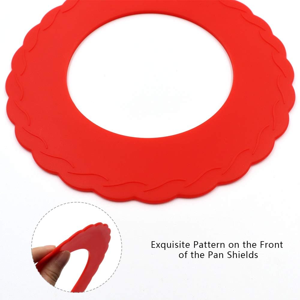 4 Pcs Mini Pie Crust Shields, Silicone Pie Pan Shield for Baking, Mini Pie Crust Protector 4 to 6 in (Red)