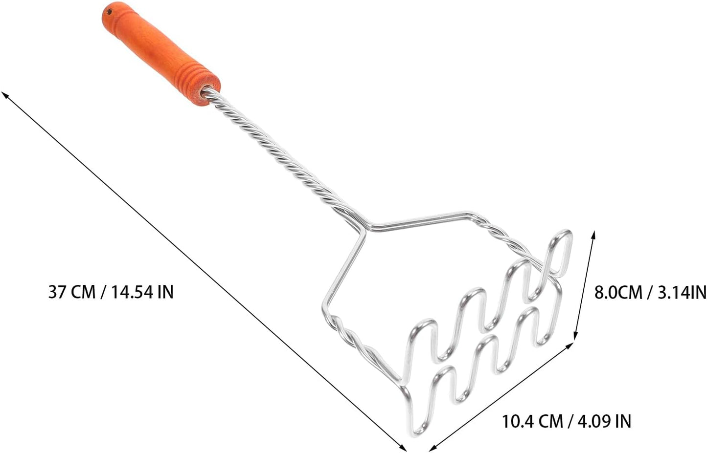 Hemoton Stainless Steel Potato Masher with Non-Slip Handle, Versatile Kitchen Tool for Mashing Potatoes, Vegetables, and Fruits, Dishwasher Safe, 14.56 Inch