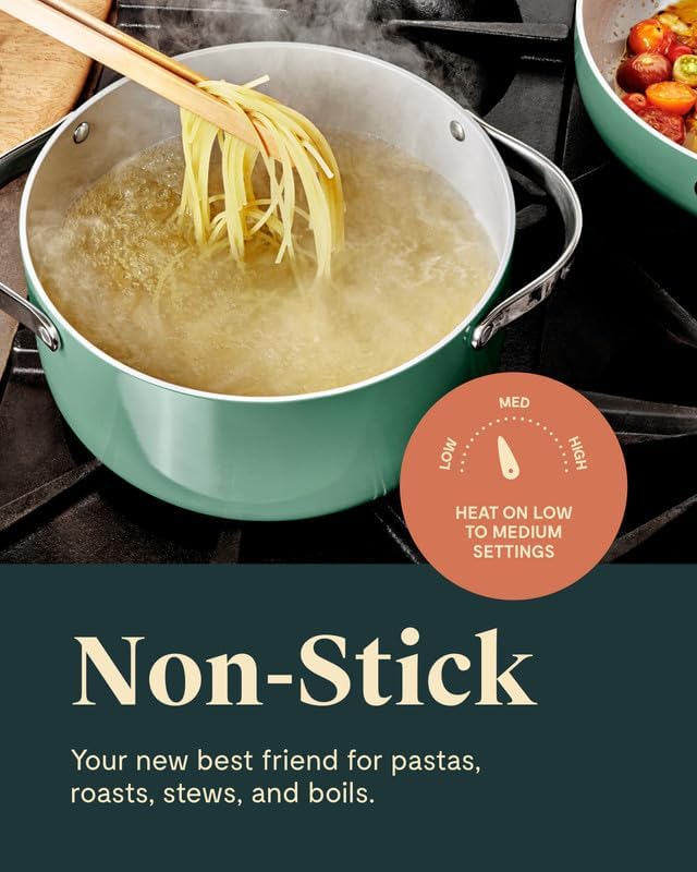 Caraway Nonstick Ceramic Dutch Oven Pot with Lid (6.5 qt, 10.5") - Non Toxic, PTFE & PFOA Free - Oven Safe & Compatible with All Stovetops (Gas, Electric & Induction) - Gray