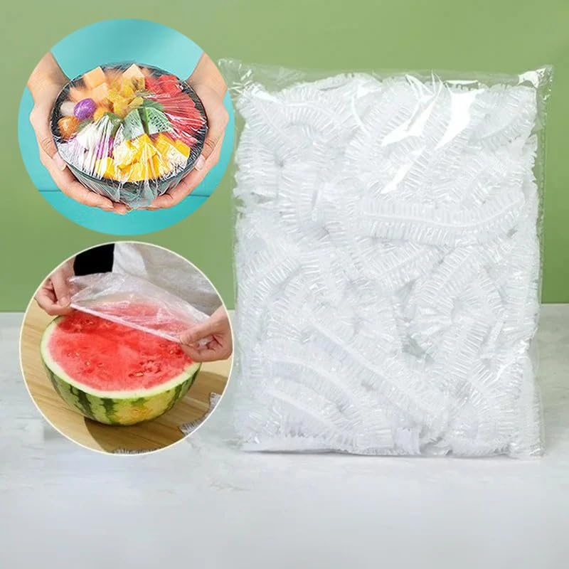 300PCS Elastic Food Covers Fresh Keeping Bags Disposable Stretchable Bowl Covers Universal Kitchen Wrap Seal Bags for Food Storage Bread Proofing and Outdoor Picnics, Adjustable Household Plastic Wrap