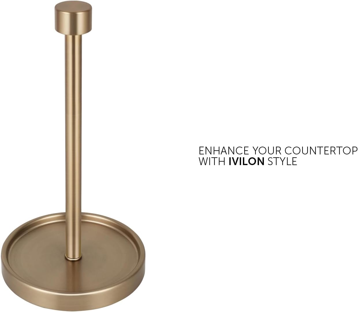 Ivilon Countertop Paper Towel Holder - Modern End Cap Minimalist Design - Color Warm Gold