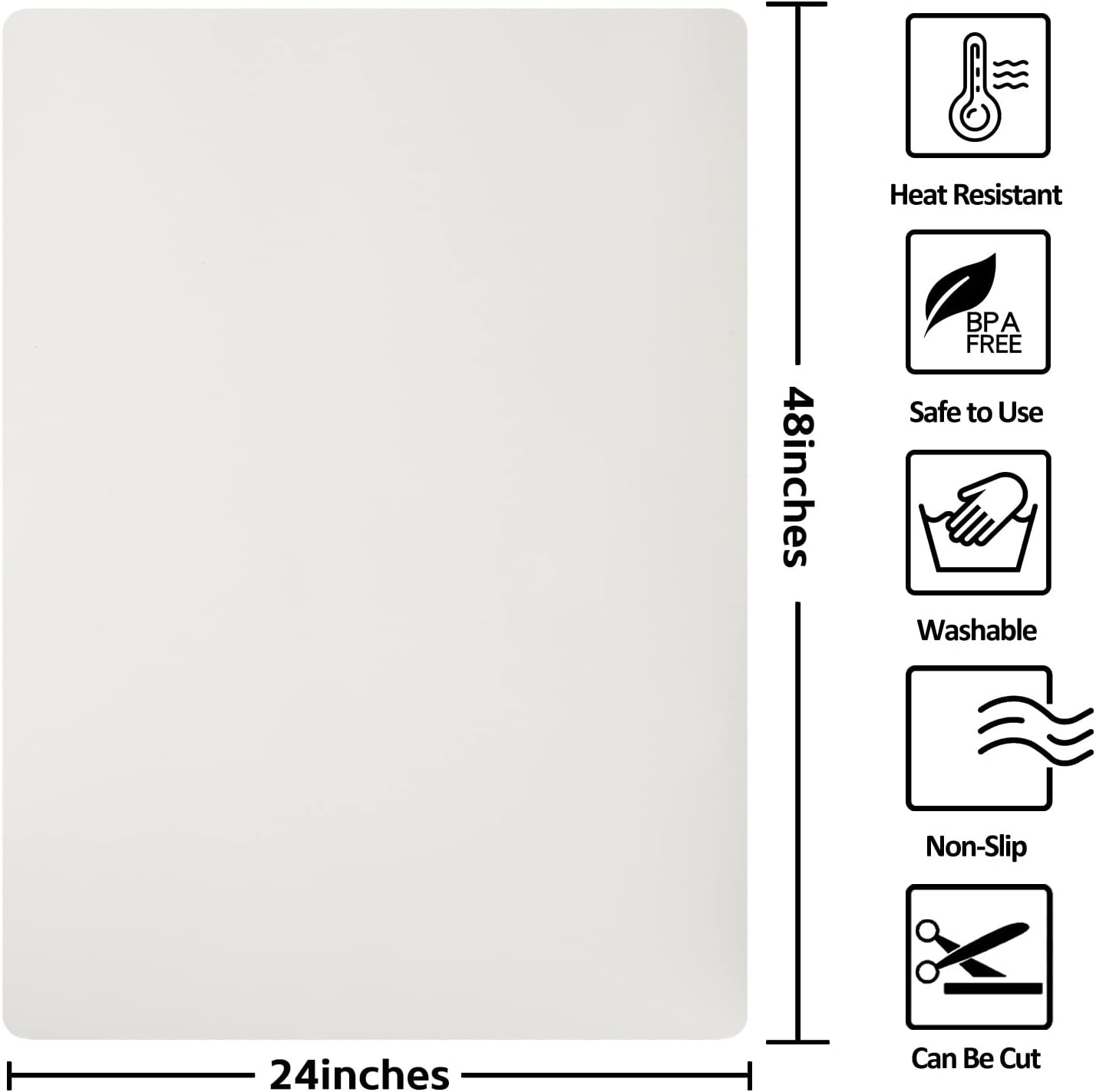 Silicone Mat Heat Resistant Mats for Countertop, Multipurpose Large Silicone Mats for Crafts Kitchen Workbench Size 48x24 inches Thick 2mm,Rolled Package,Beige