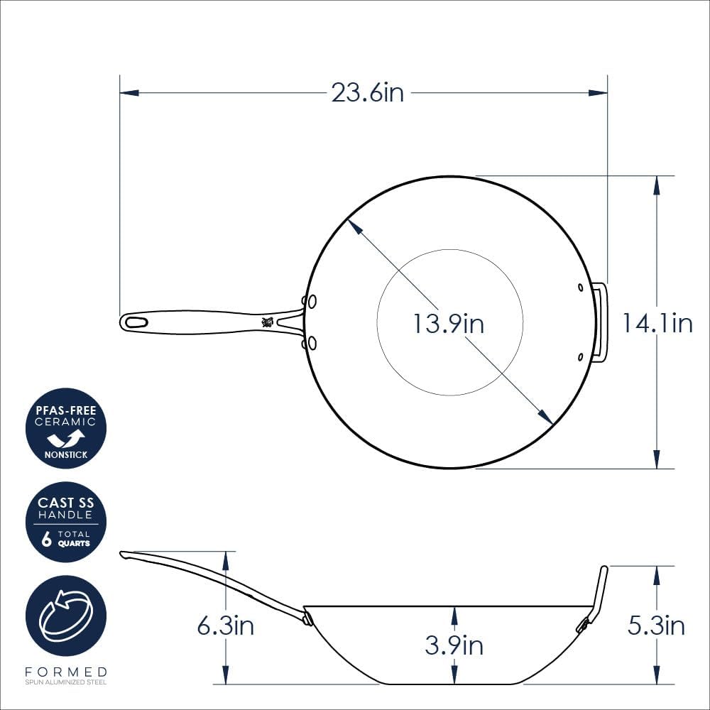 Nordic Ware Basalt Aluminized Steel Spun Wok, 14-Inch, Ceramic Coating