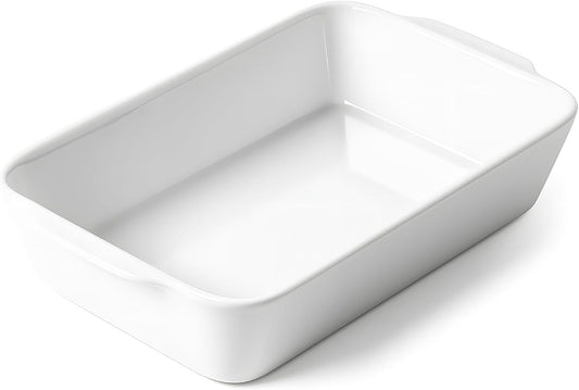 1.2 QT White Casserole Dish,Small Ceramic Baking Dish, Lasagna Pan for Oven, Bakeware for Baking, Kitchen Decor, Microwave Oven Safe, Dinner Party (5.9" x 10.2")