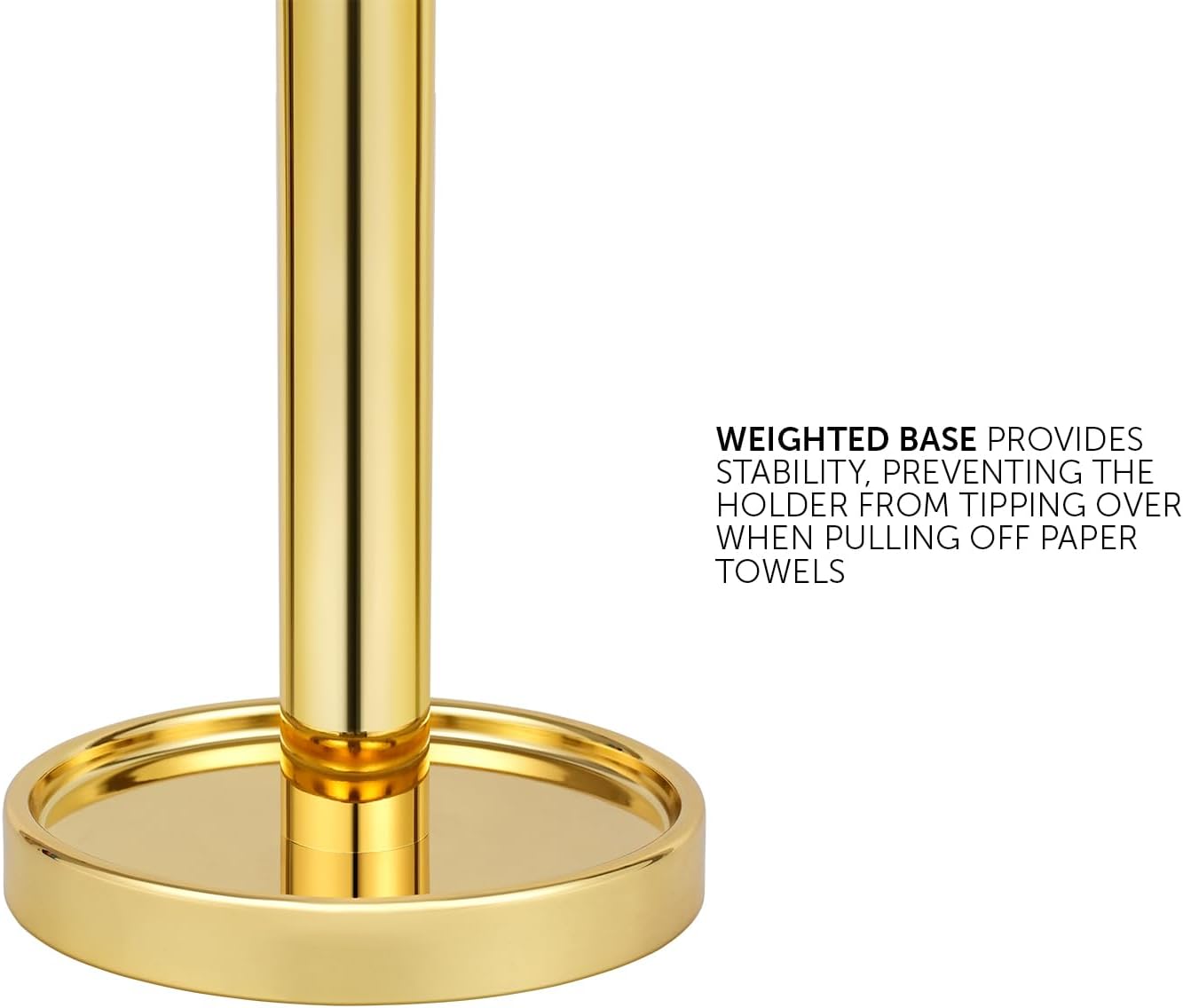 Ivilon Paper Towel Holder Stand - Steady and Easy Tear - Fits All Paper Towel Rolls - Gold Polished