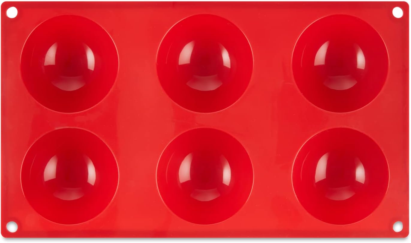 AME D'ESSENCE Hemisphere Shaped Silicone Baking Mold - Non-Stick, Flexible, 6-Cup Capacity (2.7 oz), Reusable and Food-Grade - Perfect for Cakes, Muffins, Mousse, and More!