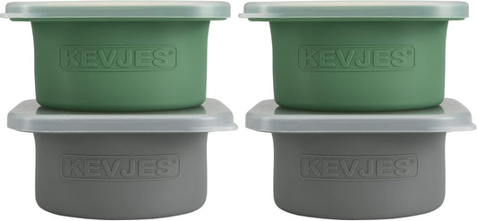 Stackable Silicone Artisan Pizza Dough Proofing Proving Containers with Air-tight Lids-4pack-500ml Volume for 250g Dough Ball (2green+2Space Grey)