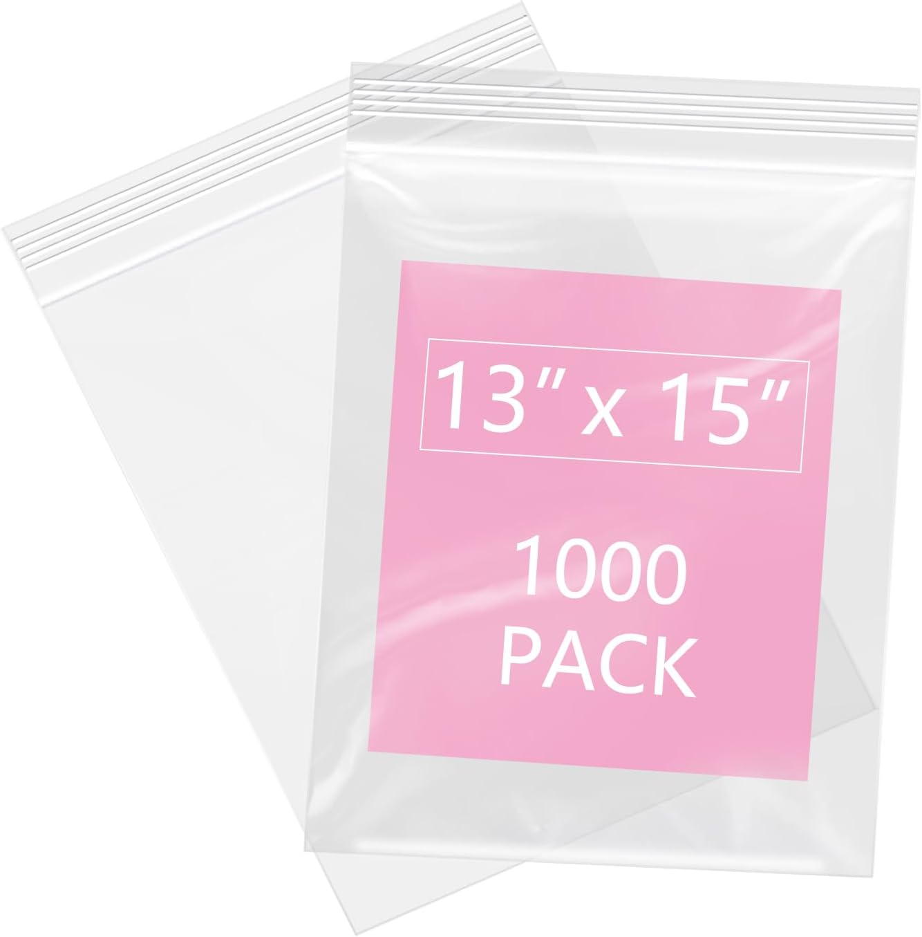iMailer - 1000 Pcs- 13" x 15" Zip Bags- 2 Gallon Zip Bags- Clear Resealable Zip Poly Bag 2 Mil for Clothing, T-Shirts, Pants, Storage