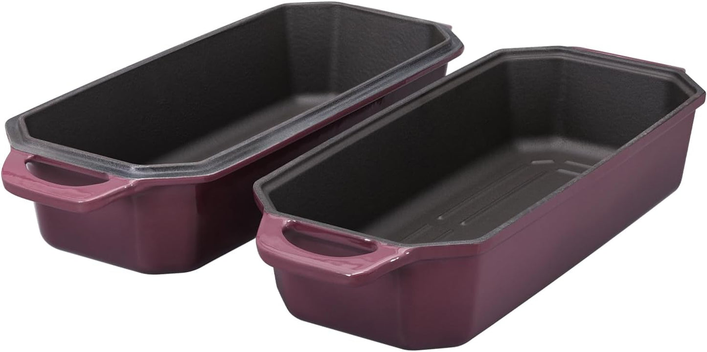 Bread Pan Cast Iron Loaf Pan with Lid Bread Loaf Pan 13x5 Inch Enameled Cast Iron Sourdough Bread Pan,Magenta