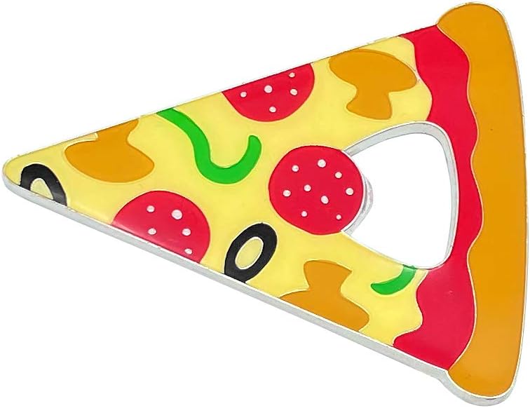 Island Dogs Pizza Shaped Bottle Opener - Stainless Steel, Novelty Design, Perfect for Pizza Lovers, Tailgates, Funny Kitchen Gadget Collectors, White Elephant Gifts