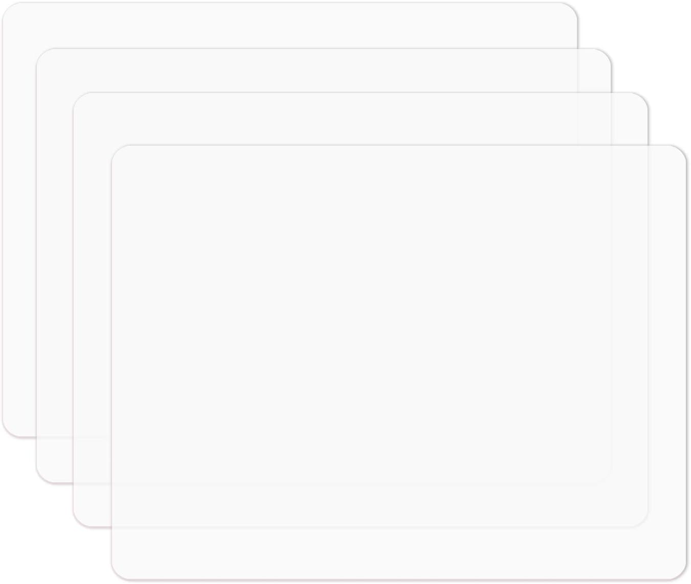 Silicone Placemats, Food-Grade Non-Slip Waterproof, Dining, Stain Resistant, Countertop Protector, Kitchen Counter Mat, Heat Resistant, Baking mat Dishwasher Safe (15.7x11.8Inch-4pack, Translucent)