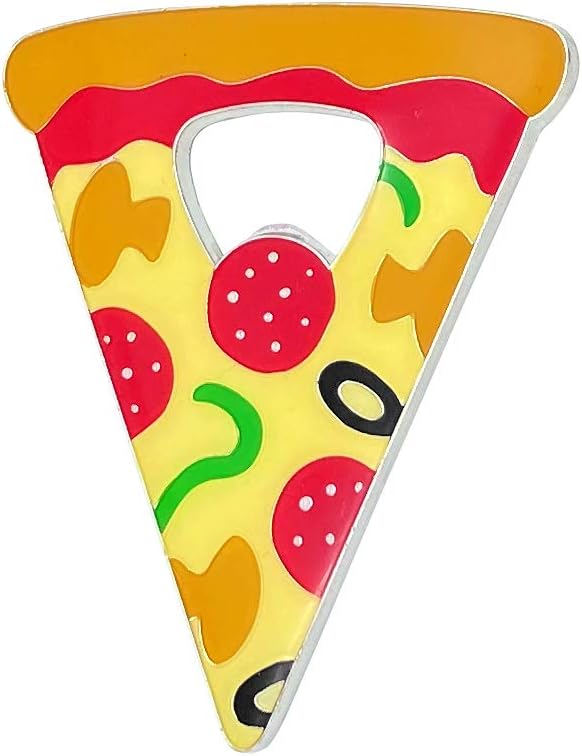 Island Dogs Pizza Shaped Bottle Opener - Stainless Steel, Novelty Design, Perfect for Pizza Lovers, Tailgates, Funny Kitchen Gadget Collectors, White Elephant Gifts