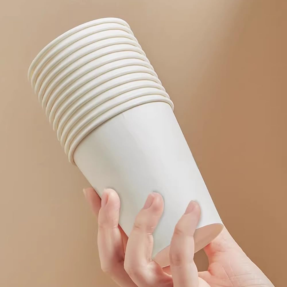 12 oz Paper Cups Disposable 300 Count - Bulk White Coffee Cups for Hot & Cold Beverages, Party Supplies | Leakproof, Recyclable Paper Cups