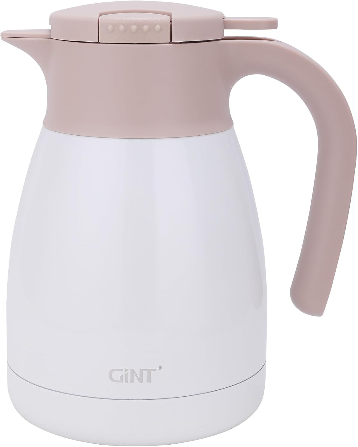 GiNT 1L / 34Oz Thermal Coffee Carafe, Insulated Stainless Steel Coffee Carafes for Keeping Hot/Double Walled Vacuum Thermal Carafe (White)