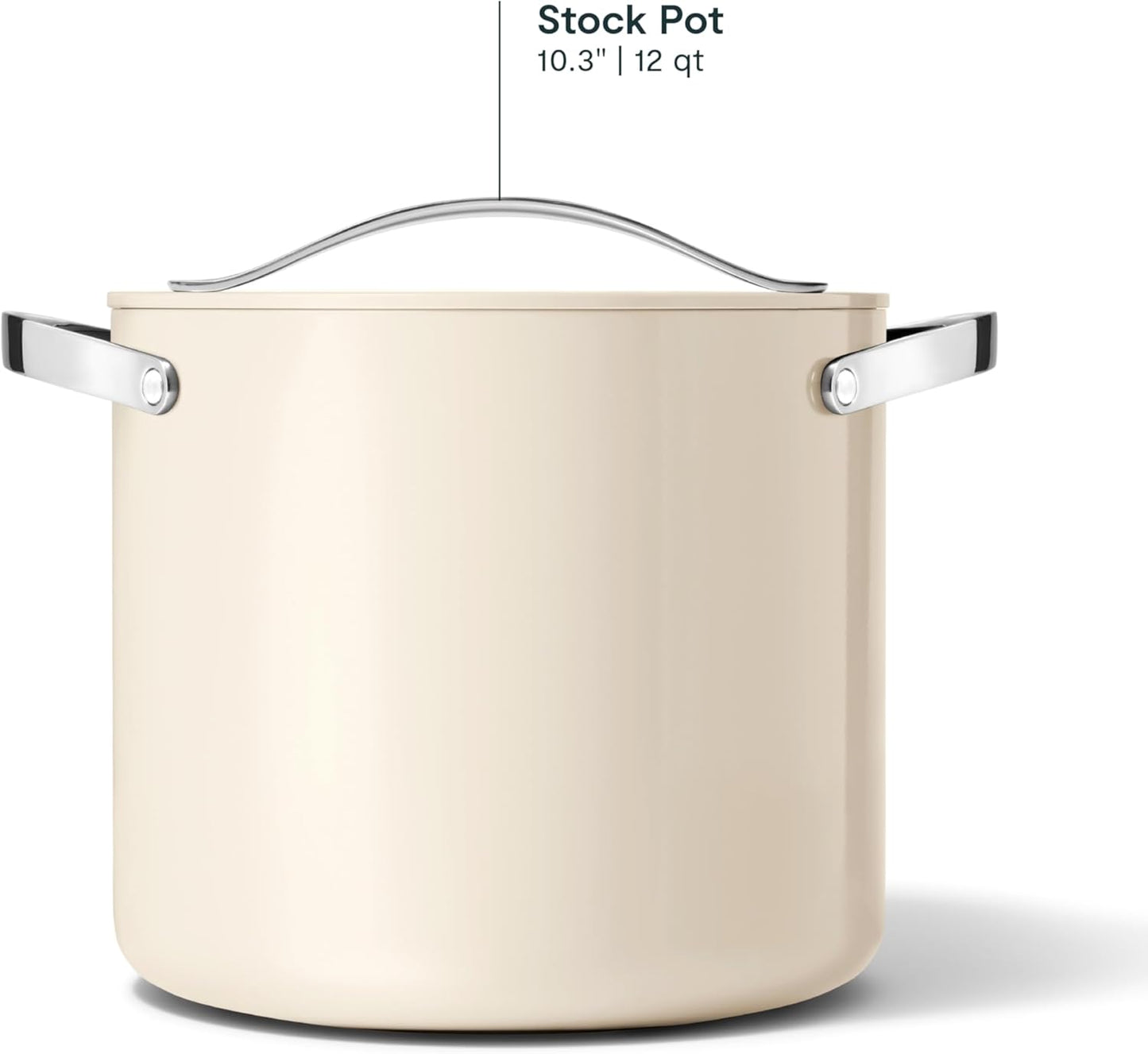 Caraway Stock Pot - 12 Qt Ceramic Coated With Lid - Free From Forever Chemicals - Large for Bigger Batches - Cream