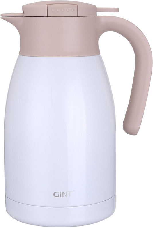 GiNT 50.7 Ounces Stainless Steel Thermal Coffee Carafe with Lid/Double Walled Vacuum Thermal Carafe / 12 Hour Heat Retention (White, 1.5L)