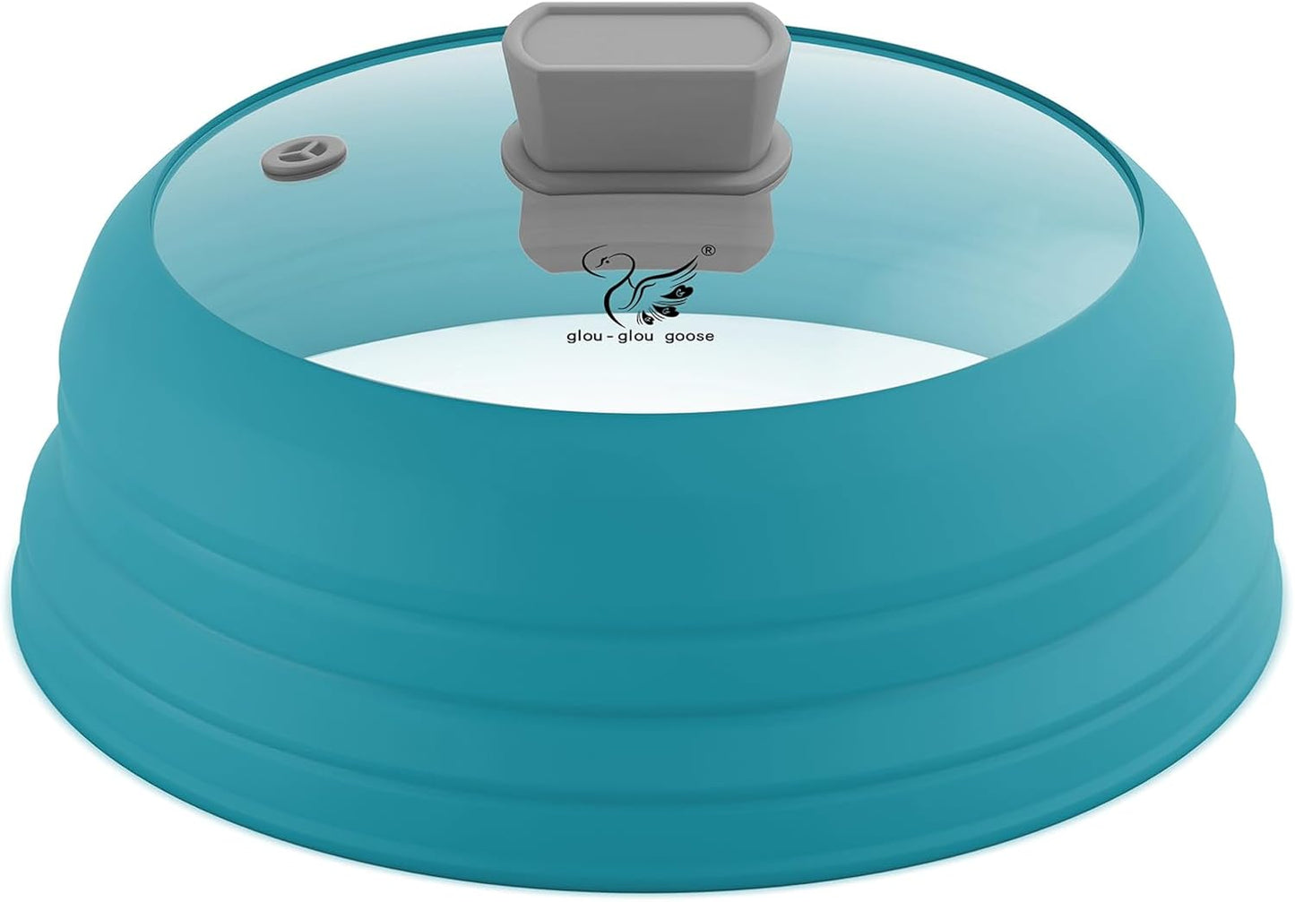 Microwave Splatter Cover Glass Cover Splatter Guard Lid with Collapsible Silicone for Food Cover Plate Cover 11.8 inch Blue