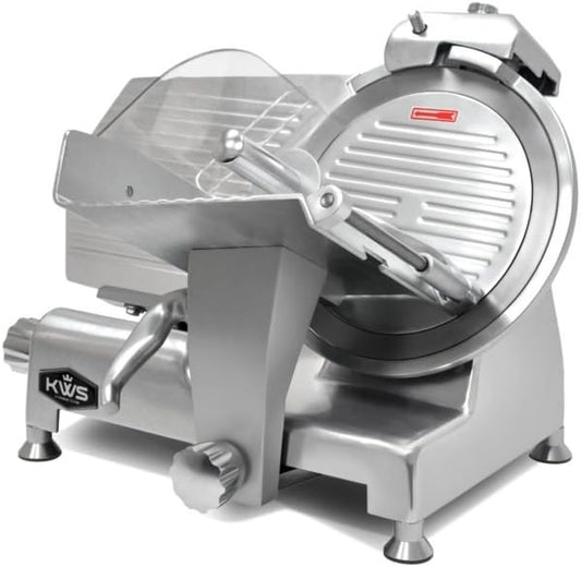 KWS Metal Collection 420W 12 Inch Commercial Meat Slicer MS-12DS Anodized Aluminum Base with Stainless Steel Blade + Blade Removal Tool, Frozen Meat/Cheese/Food Slicer Commercial and Home Use