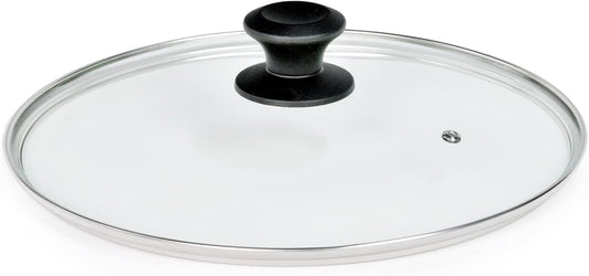 12" Glass Lid for Frying Pan, Tempered Replacement Cover Compatible with All 12 inches Cookware for Skillets, Round Cast Iron, Cast Aluminium, Stainless Steel Pans &Pots
