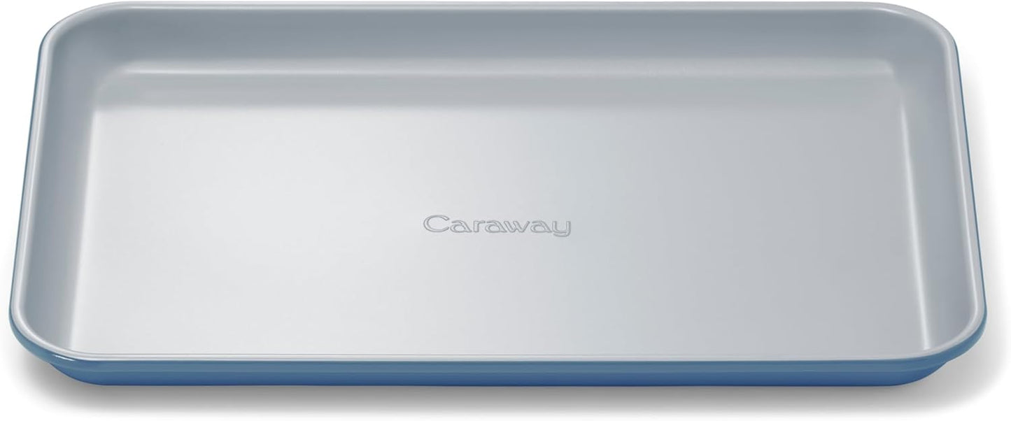 Caraway Nonstick Ceramic Small Baking Sheet (9x13”) – Non-Toxic, PTFE & PFOA Free – Oven Safe – Aluminized Steel Core – Mini Sheet Pan for Baking, Roasting & More - Slate