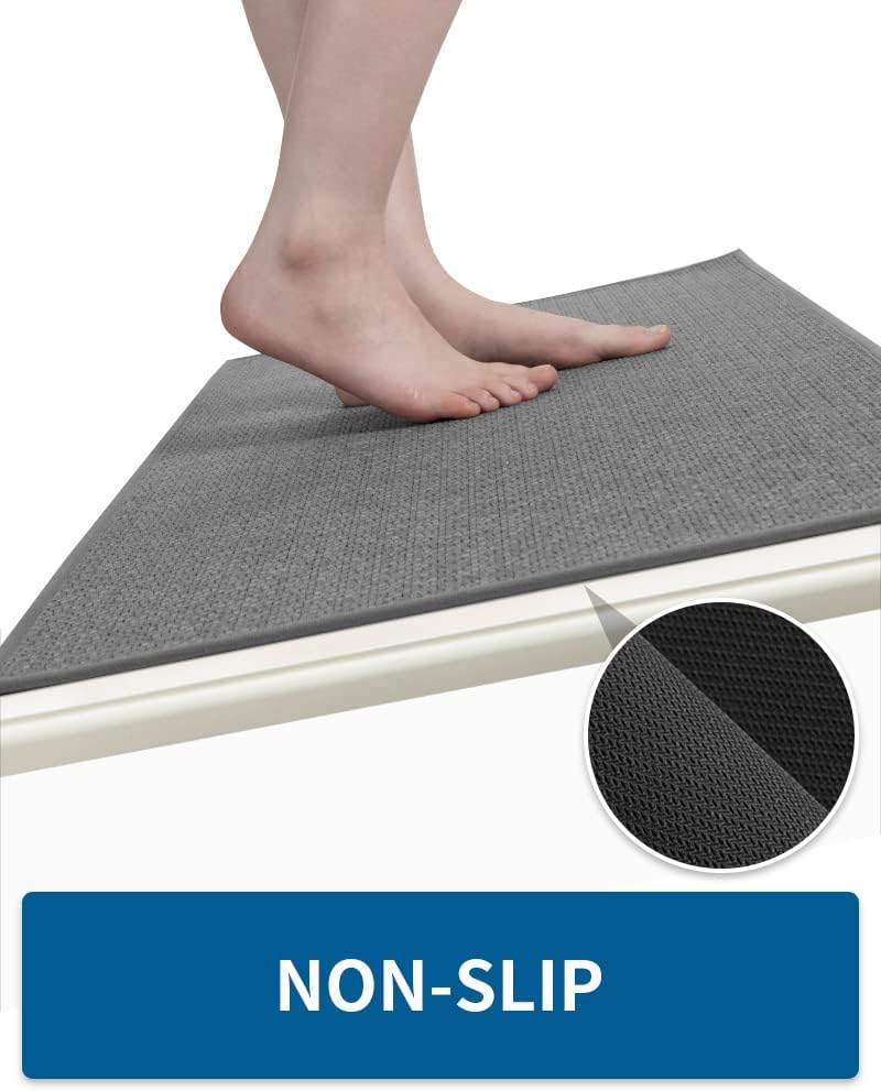 Kitchen Rugs and Mats Non Skid Washable, Absorbent Runner Rugs for Kitchen, Front of Sink, Kitchen Mats for Floor (Dark Grey, 20"x32")