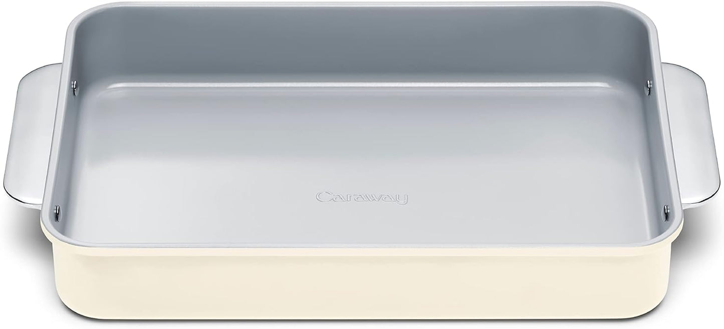 Caraway Non-Stick Ceramic 9”x13” Rectangle Pan - Naturally Slick Ceramic Coating - Non-Toxic, PTFE & PFOA Free - Perfect for Brownies, Lasagnas, and More - Cream