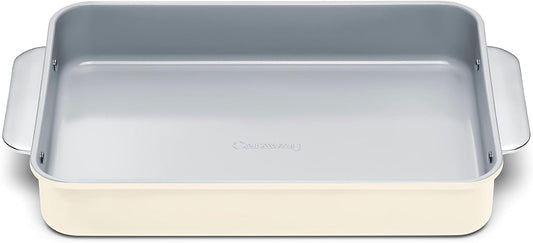 Caraway Non-Stick Ceramic 9”x13” Rectangle Pan - Naturally Slick Ceramic Coating - Non-Toxic, PTFE & PFOA Free - Perfect for Brownies, Lasagnas, and More - Cream