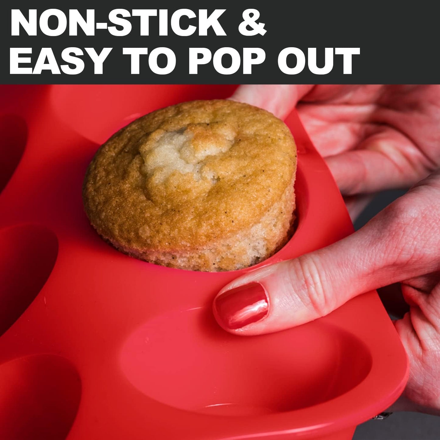 Anaeat Silicone Muffin Pan - 6 Cups Non-Stick Cupcake Molds, Food Grade Silicone Baking Tray for Making Egg Muffin, Cupcake, Quiches, Tart and Desserts, Reusable Muffin Tin Just Pop Out