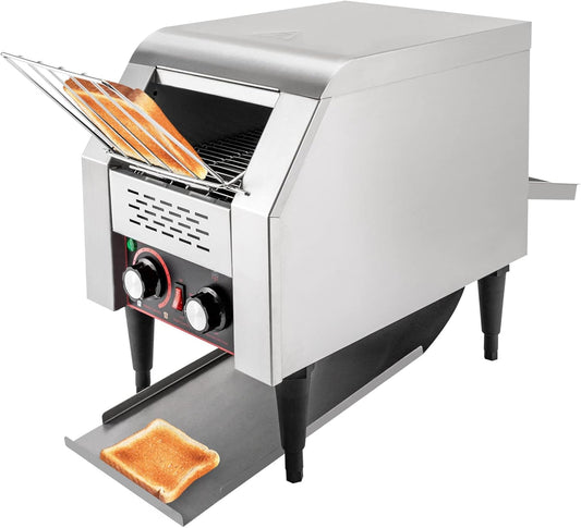 Commercial Conveyor Toaster 150 Slices/Hour Stainless Steel Conveyor Toaster 1300W Electric Toasters Oven Heavy Duty Countertop Restaurant Toaster for Cafes Bun Bagel Bread