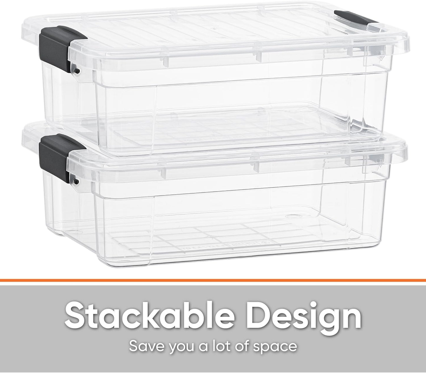 Superio Clear Storage Boxes with Lids, 2.5 Quart Plastic Container Bins for Organizing, Stackable Crates, BPA Free, Non Toxic, Odor Free, Organizers for Home, Office, School, and Dorm