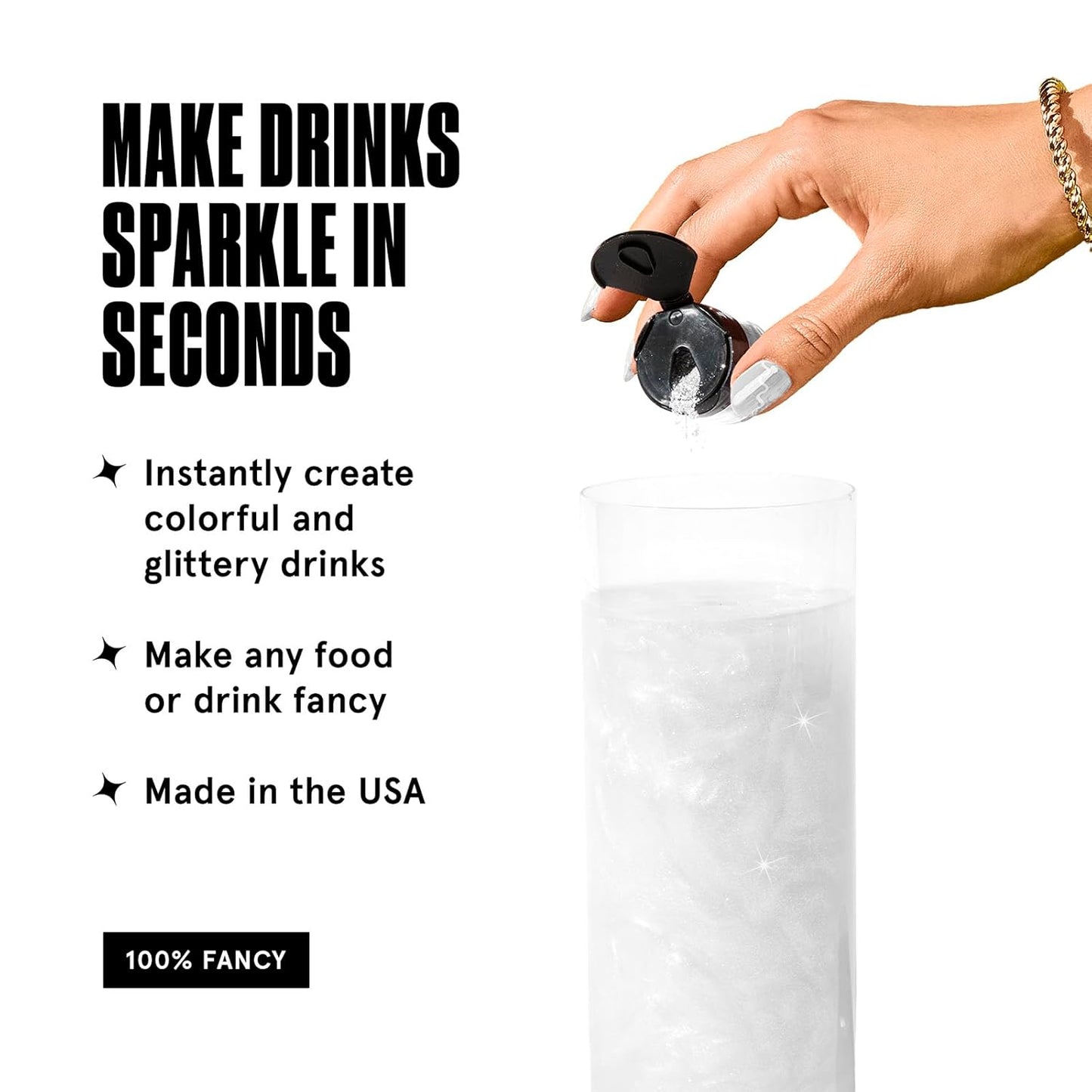 Fancy Sprinkles Diamond White Premium Edible Glitter, 100% Edible Glitter for Sparkling Food & Drinks No Taste or Texture (4gm)